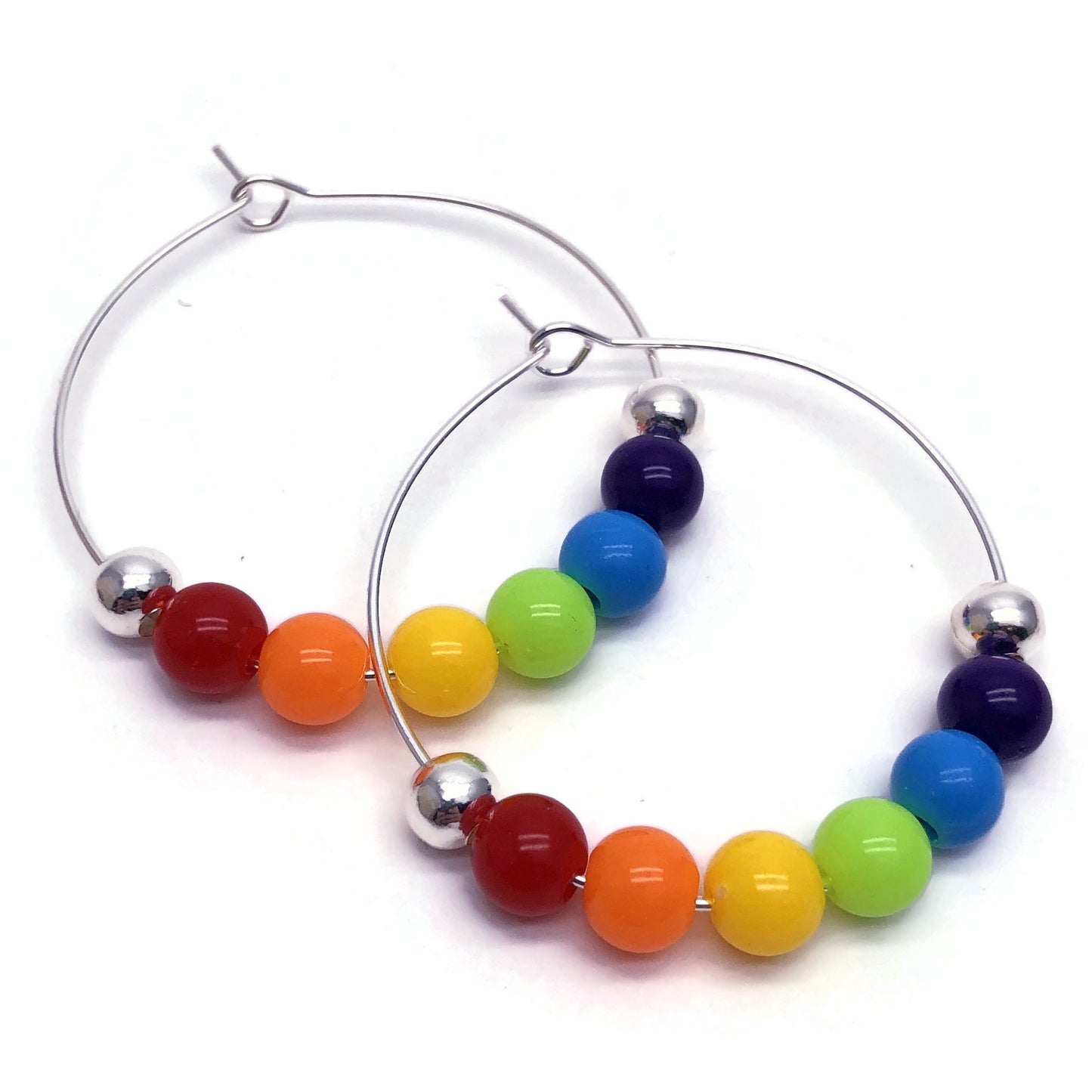 LGBT Pride Rainbow Colours Hoop Earrings : 35mm Diameter