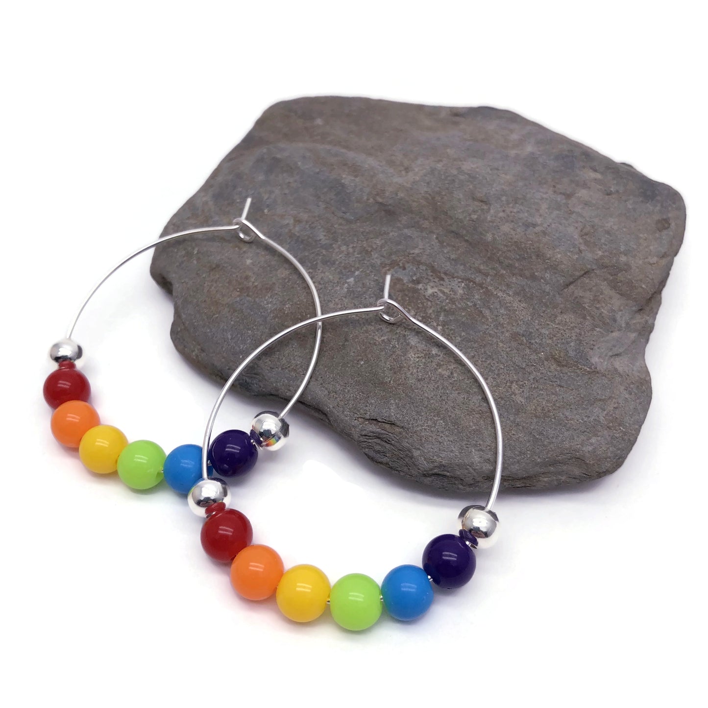 LGBT Pride Rainbow Colours Hoop Earrings : 35mm Diameter