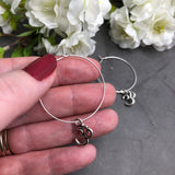 Ohm Charm Silver Plated Hoop Earrings : 35mm Diameter