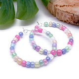 Pale Pastel Mix Glass Seed Beads Hoops 35mm