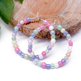 Pale Pastel Mix Glass Seed Beads Hoops 35mm