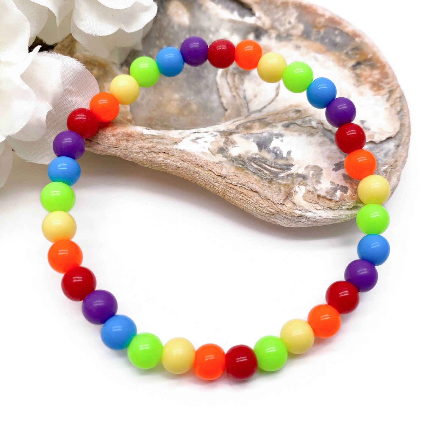 Plain Acrylic Rainbow Bead LGBT Pride Bracelet