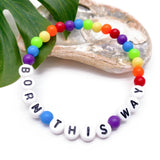 BORN THIS WAY Acrylic Rainbow Bead LGBT Bracelet