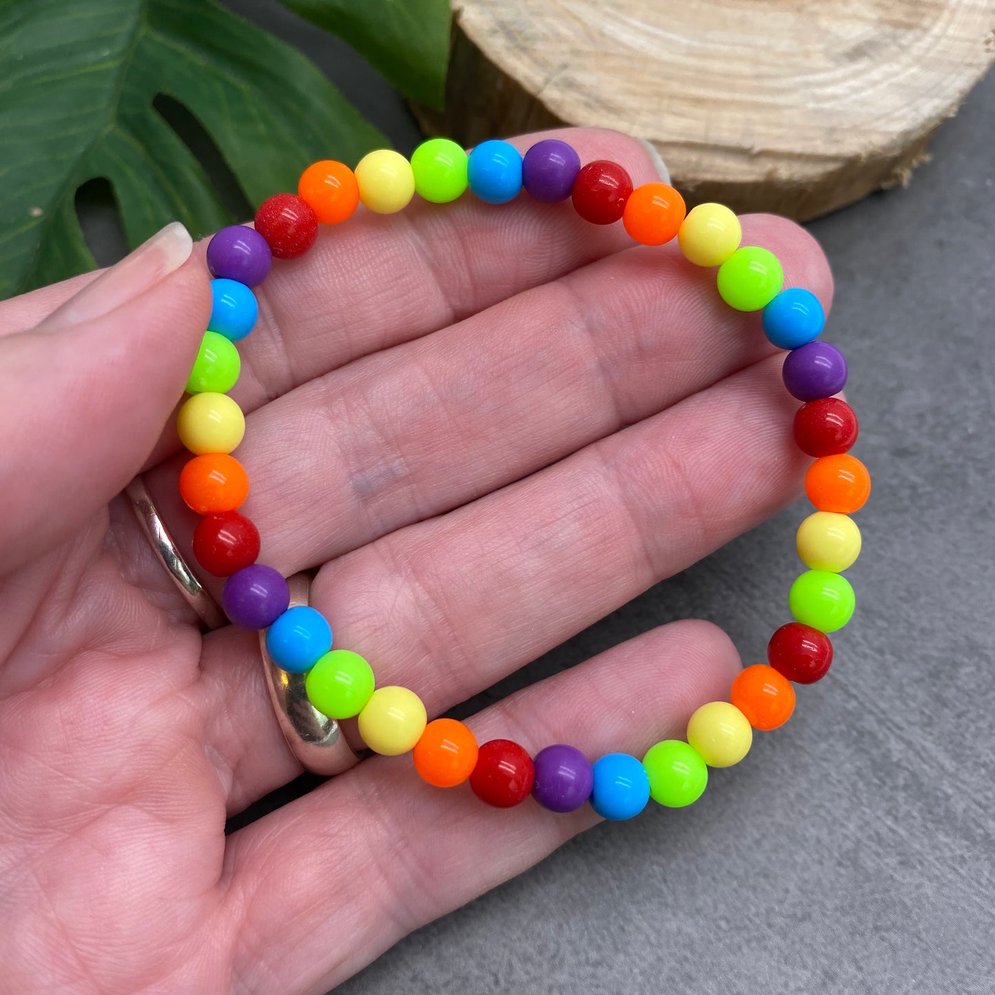 Plain Acrylic Rainbow Bead LGBT Pride Bracelet