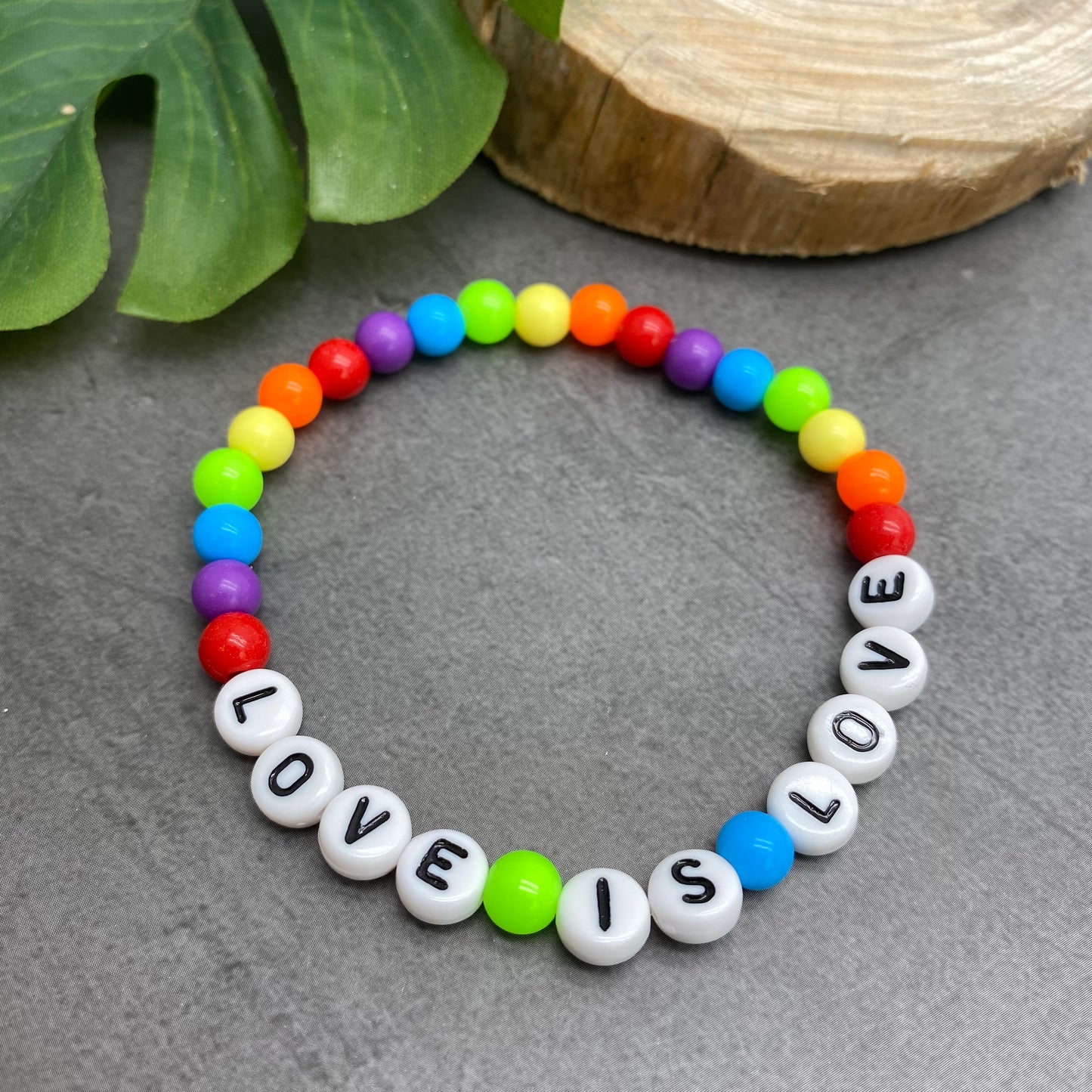 LOVE IS LOVE Acrylic Rainbow Bead LGBT Bracelet