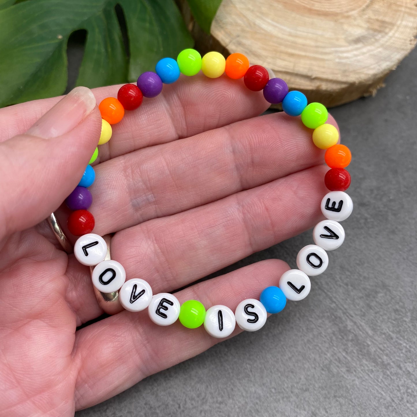 LOVE IS LOVE Acrylic Rainbow Bead LGBT Bracelet