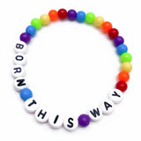 BORN THIS WAY Acrylic Rainbow Bead LGBT Bracelet