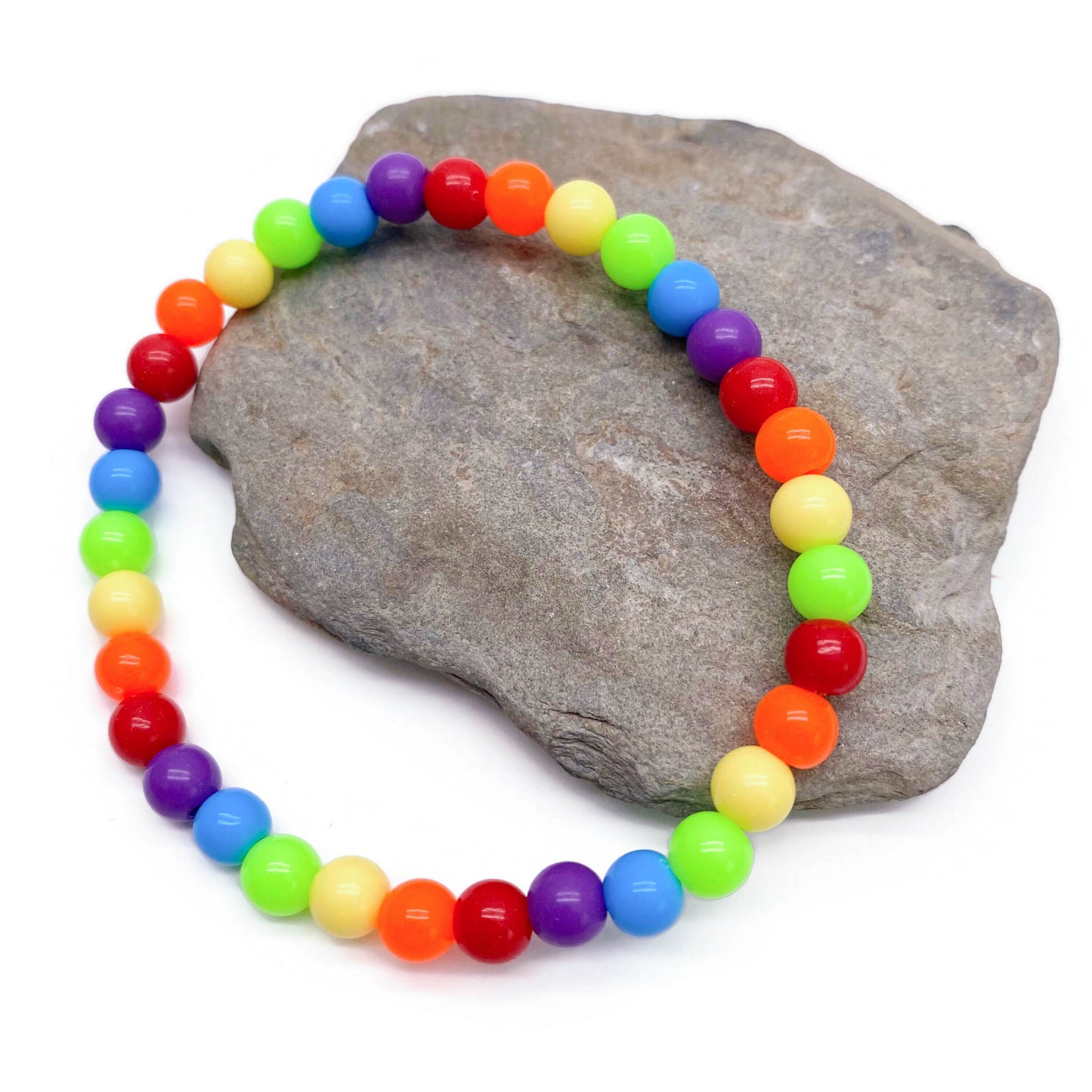 Plain Acrylic Rainbow Bead LGBT Pride Bracelet