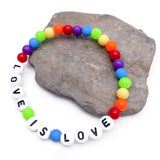 LOVE IS LOVE Acrylic Rainbow Bead LGBT Bracelet