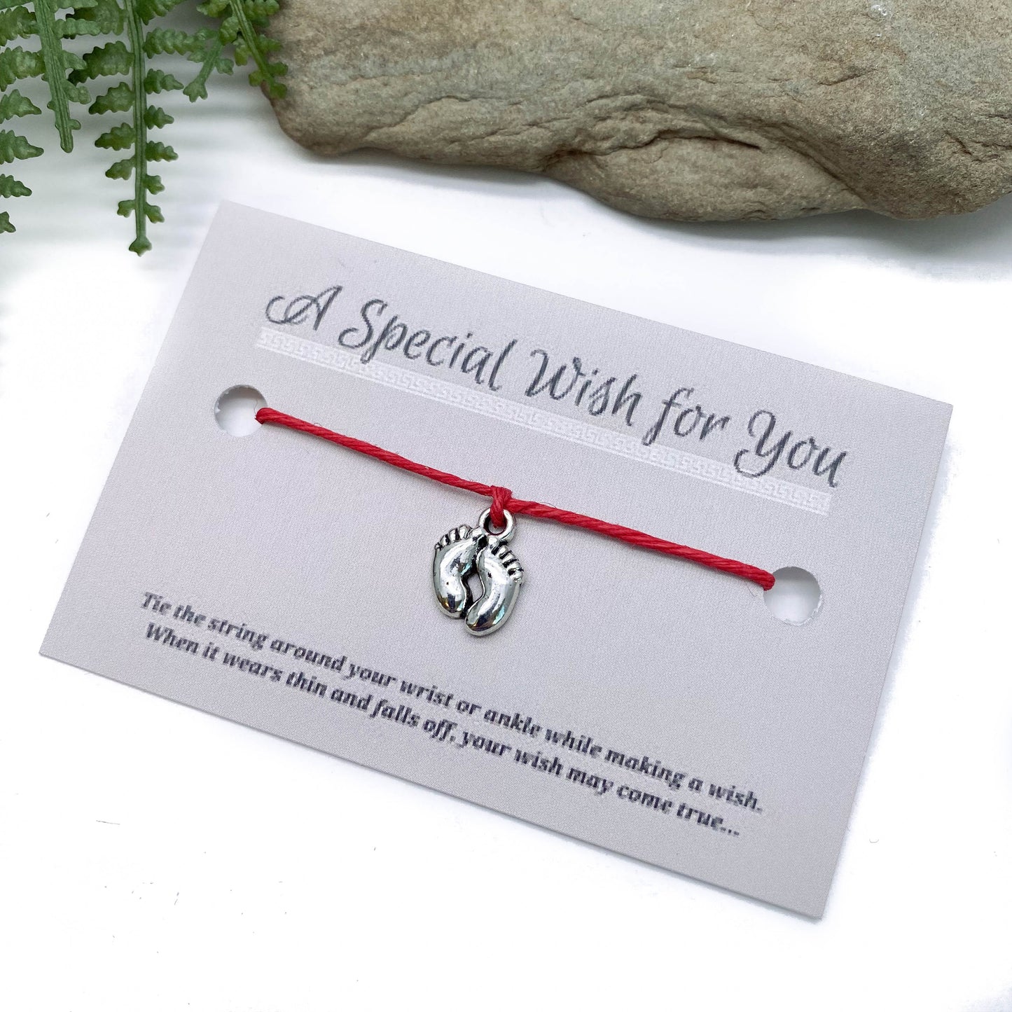 Baby Feet Charm Hemp Wish Bracelet - Colour Choice