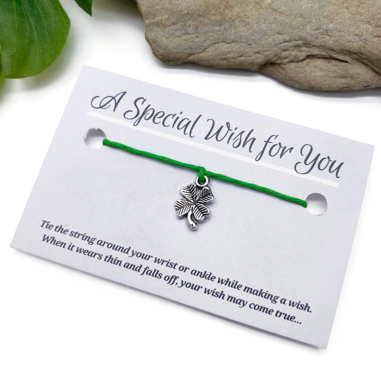 Lucky Clover Charm Hemp Wish Bracelet - Colour Choice