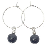 Hematite bead hoop earrings