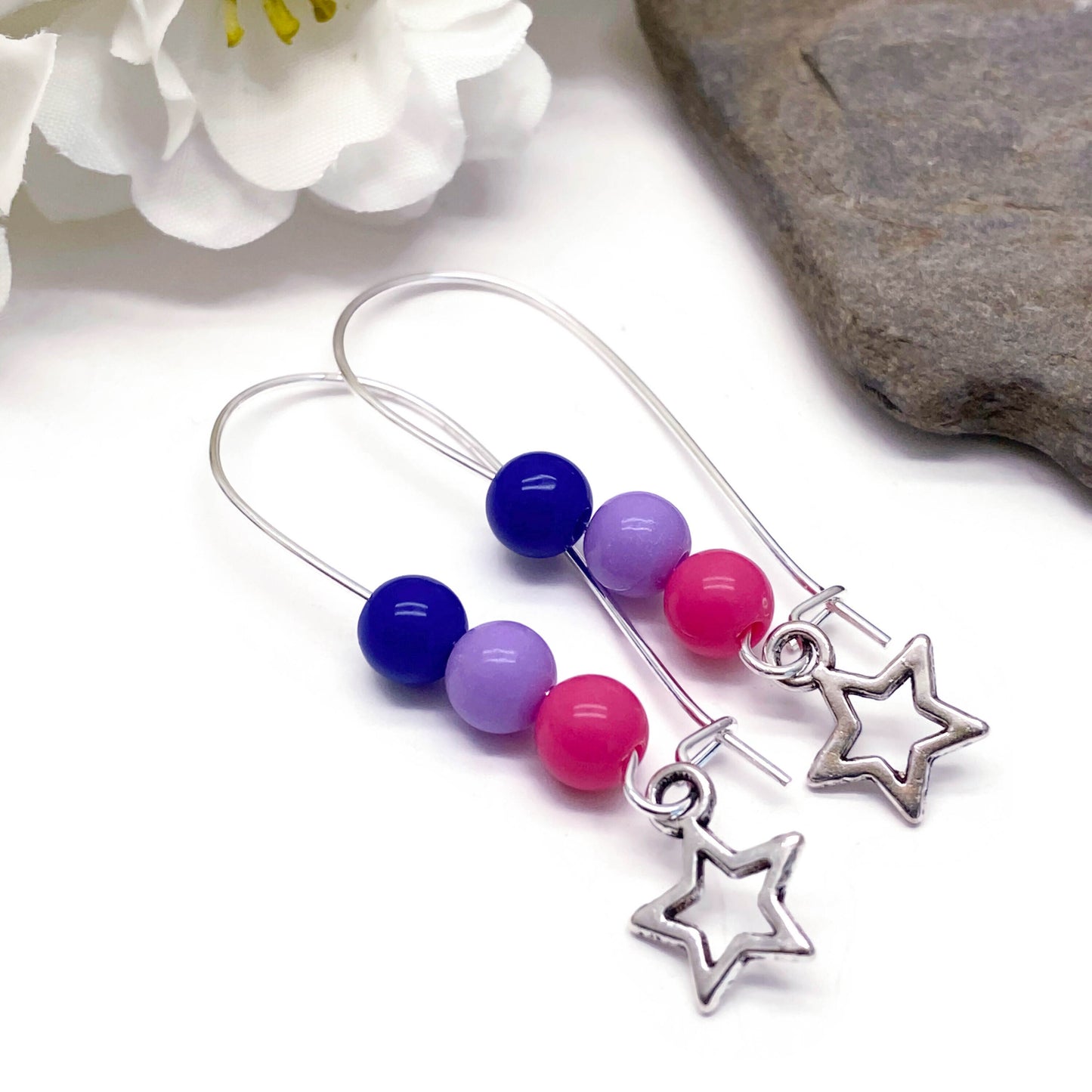 Small Star Earrings, Bisexual Colour Beads Kidney Hooks