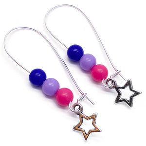 Small Star Earrings, Bisexual Colour Beads Kidney Hooks