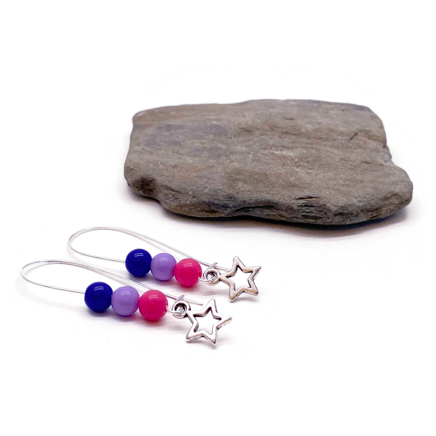 Small Star Earrings, Bisexual Colour Beads Kidney Hooks
