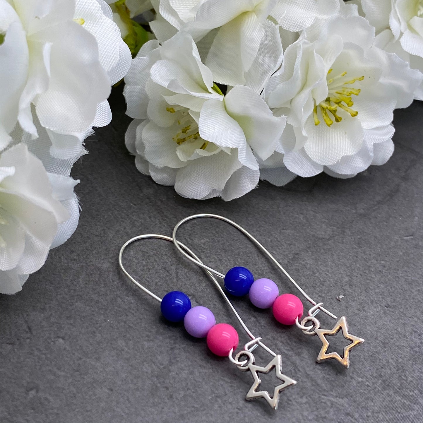 Small Star Earrings, Bisexual Colour Beads Kidney Hooks