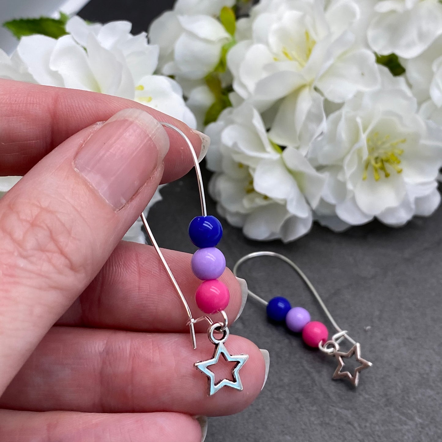 Small Star Earrings, Bisexual Colour Beads Kidney Hooks