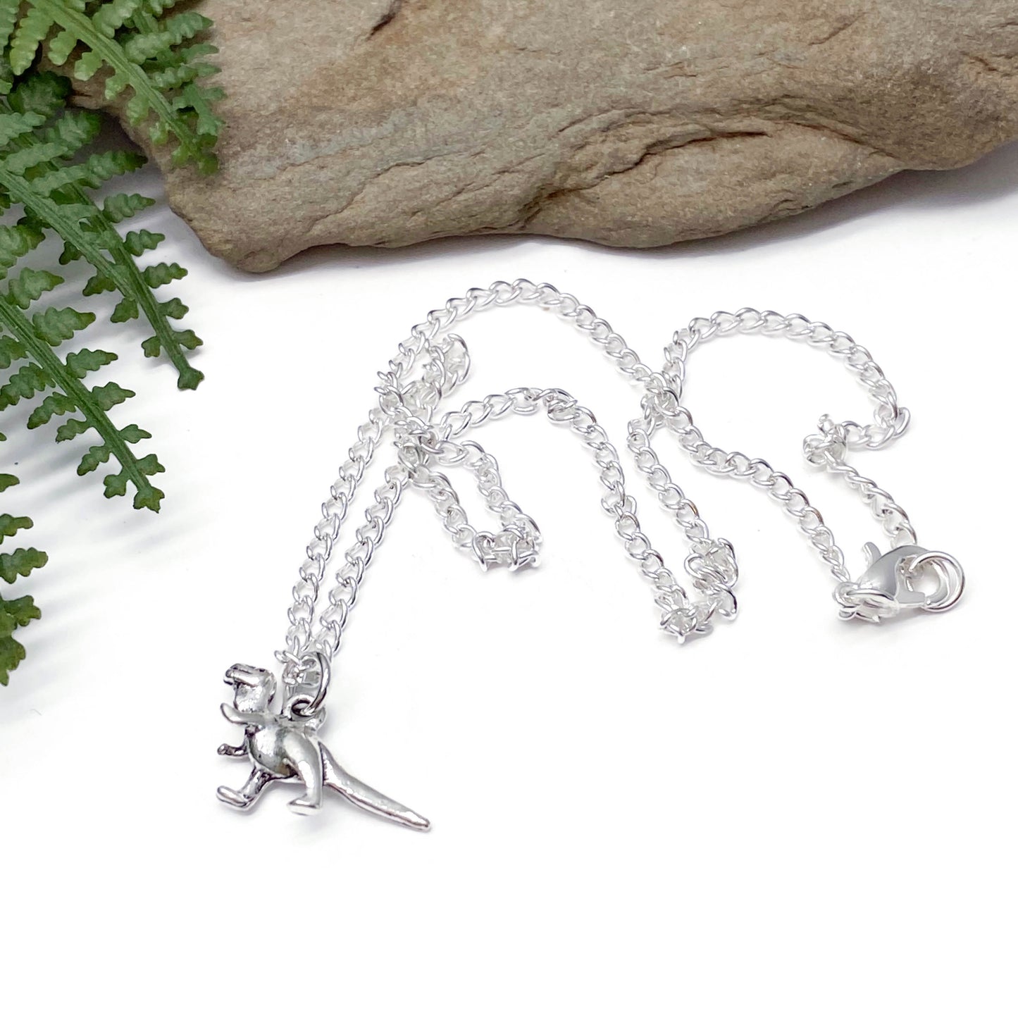 Dinosaur Charm Silver Plated Pendant Necklace