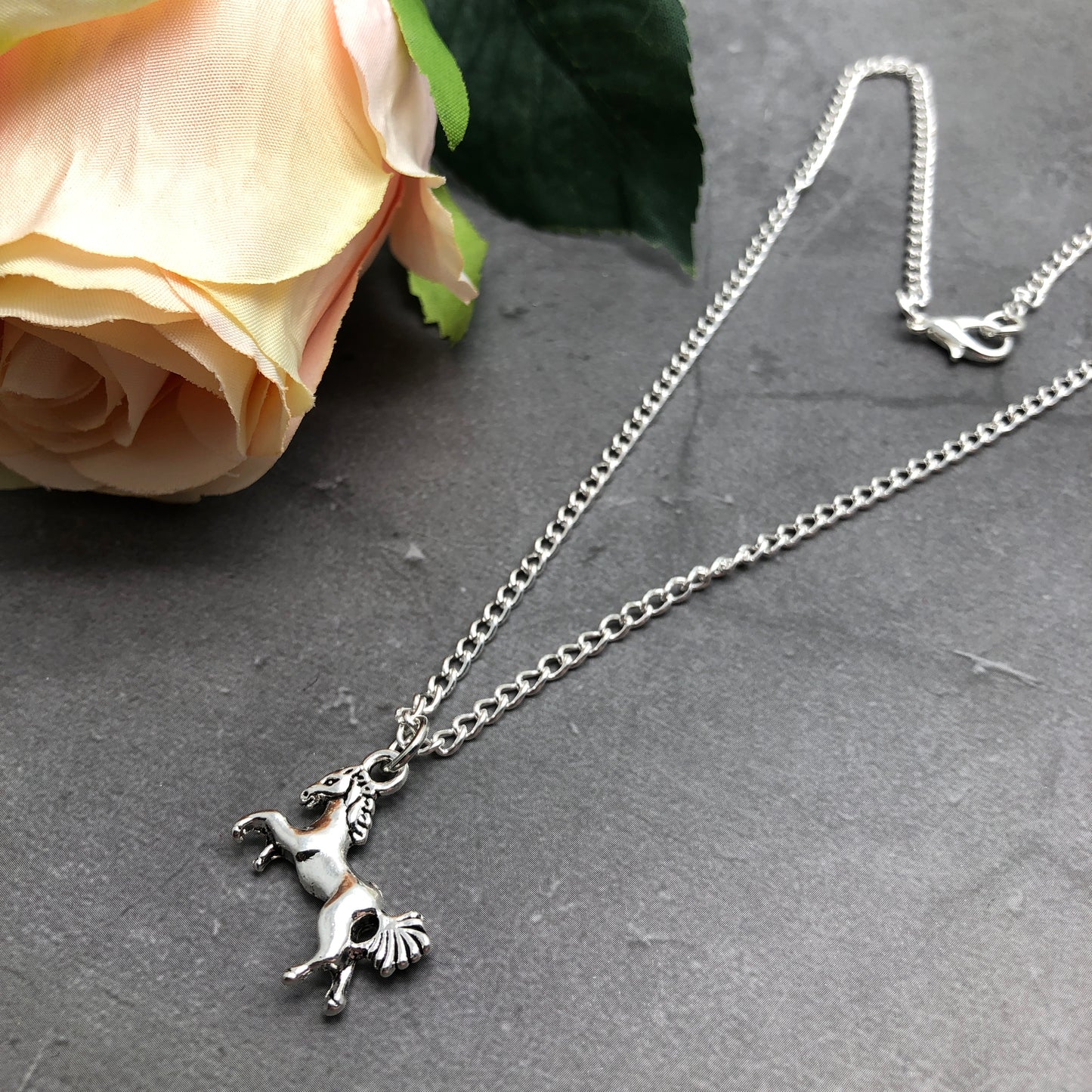 Horse Charm Silver Plated Pendant Necklace