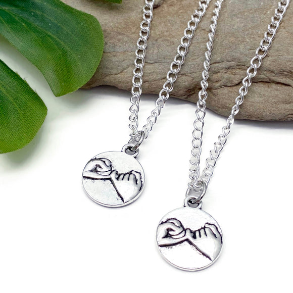 Set of 2 Pinky Promise Charm Necklaces
