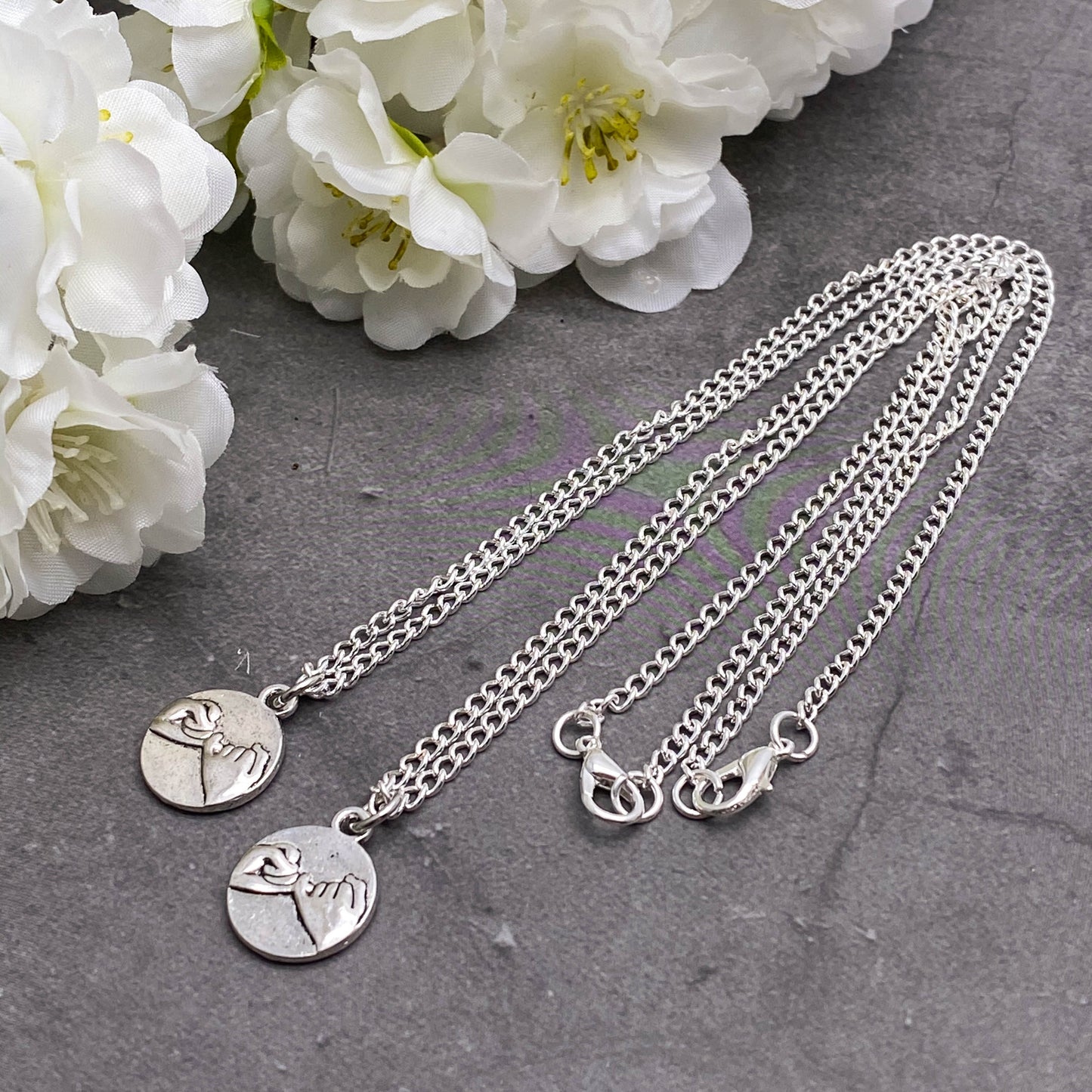 Set of 2 Pinky Promise Charm Necklaces