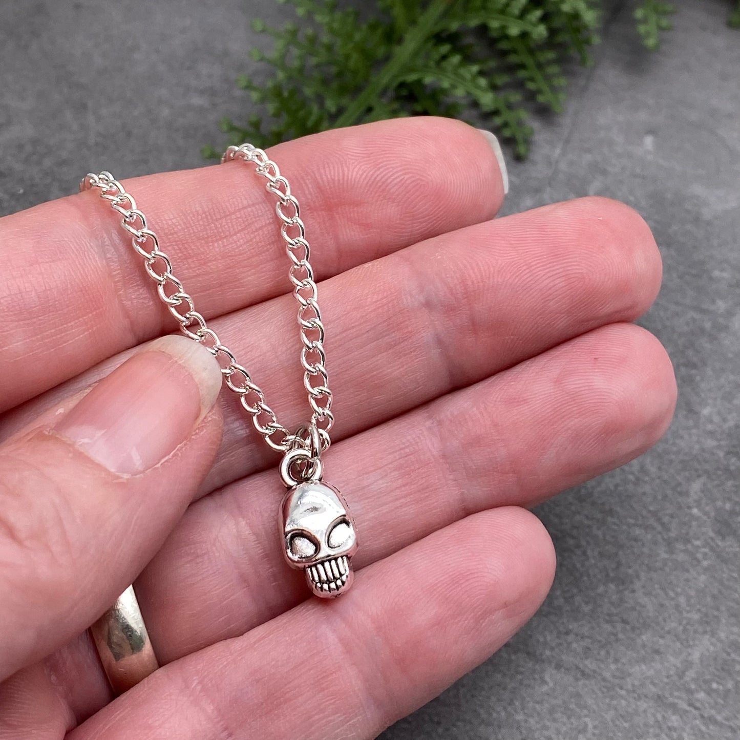 Skull Charm Silver Plated Pendant Necklace