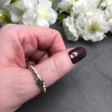 Tiny Star Charm Stretch Ring with Small Silver Beads
