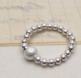 Stardust Charm Stretch Ring with Small Silver Beads