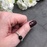 Blue Goldstone Stretch Ring with Small Silver Beads