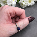 Lapis Lazuli Stretch Ring with Silver Beads