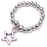 Star Charm Stretch Ring with Small Silver Beads