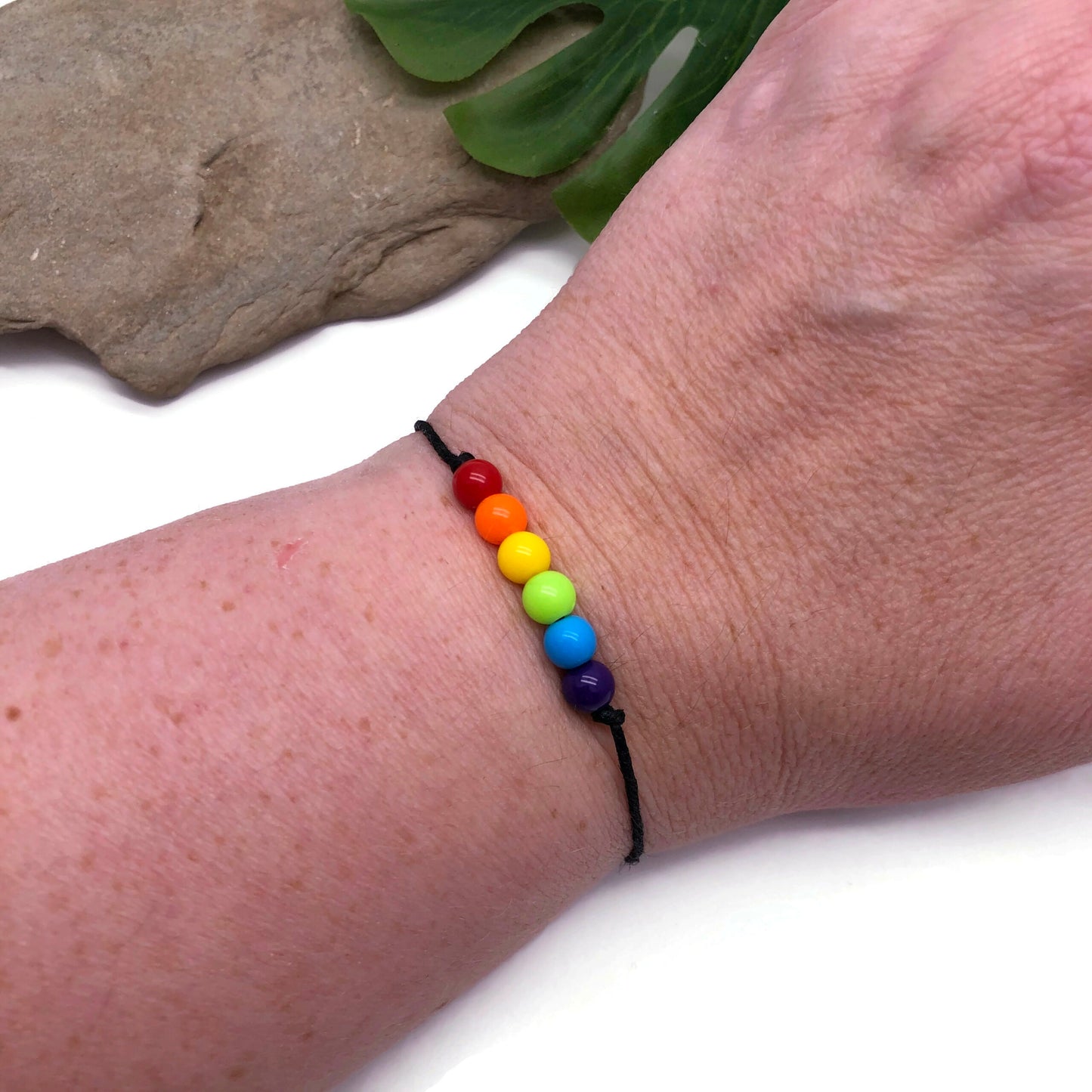 LGBT Pride Flag Colours Black Hemp Wish Bracelet