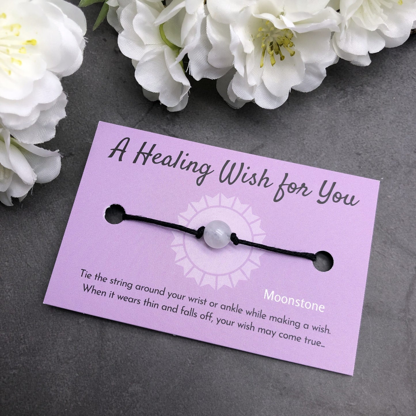 Rainbow Moonstone Healing Wish Bracelet