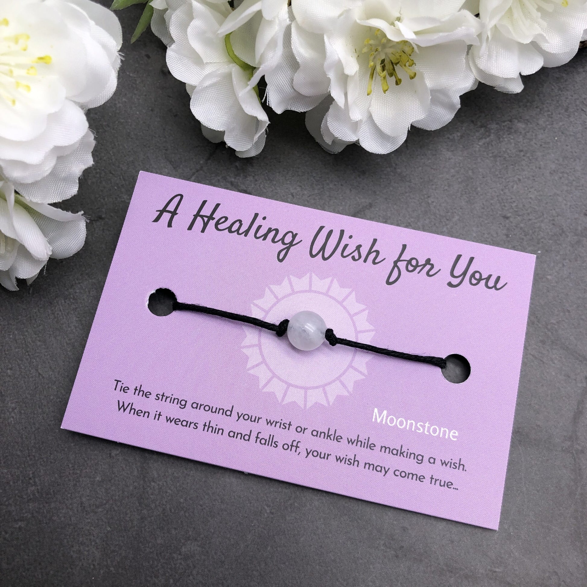 Rainbow Moonstone Healing Wish Bracelet