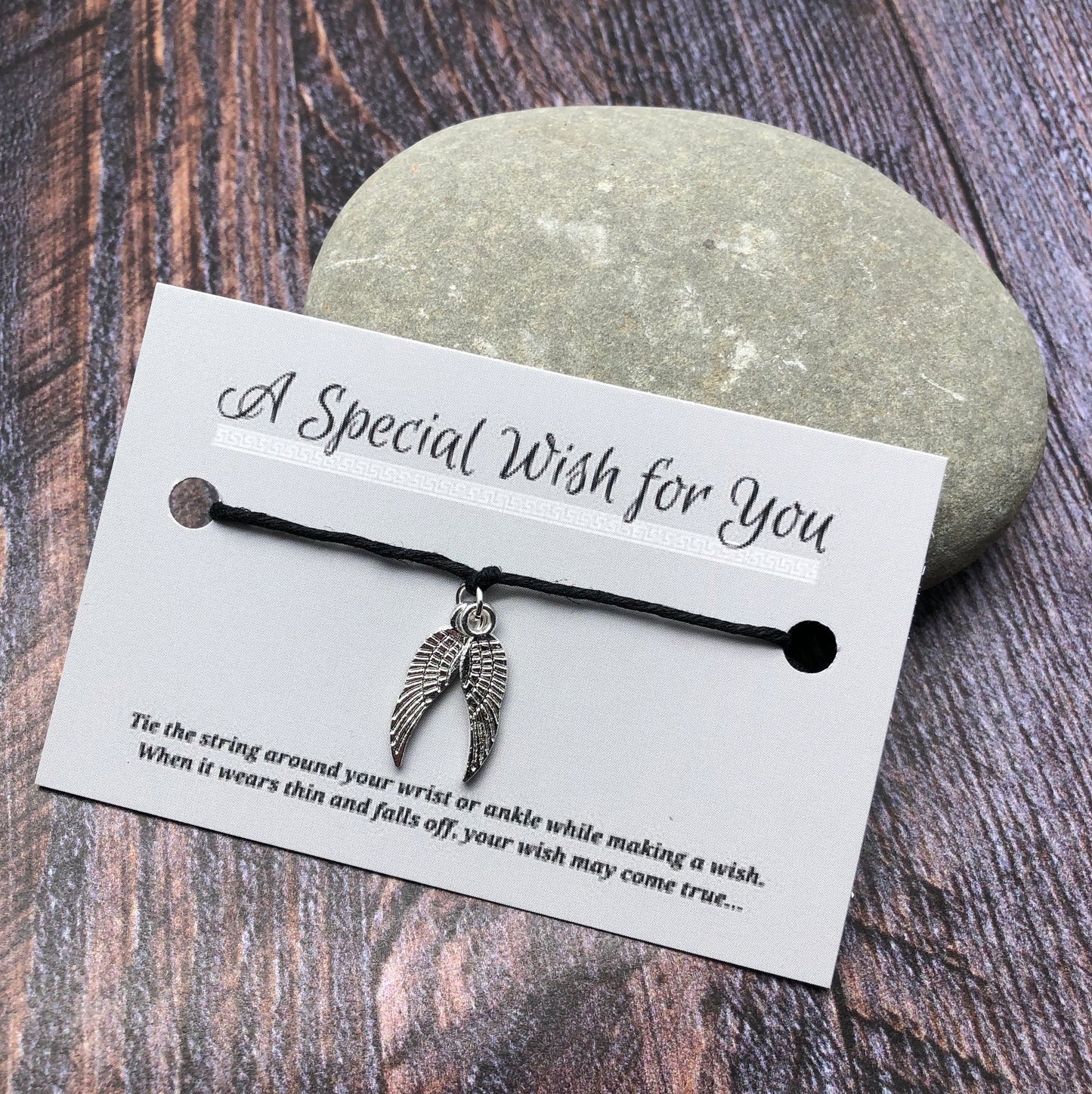 Angel Wings Charm Hemp Wish Bracelet - Colour Choice