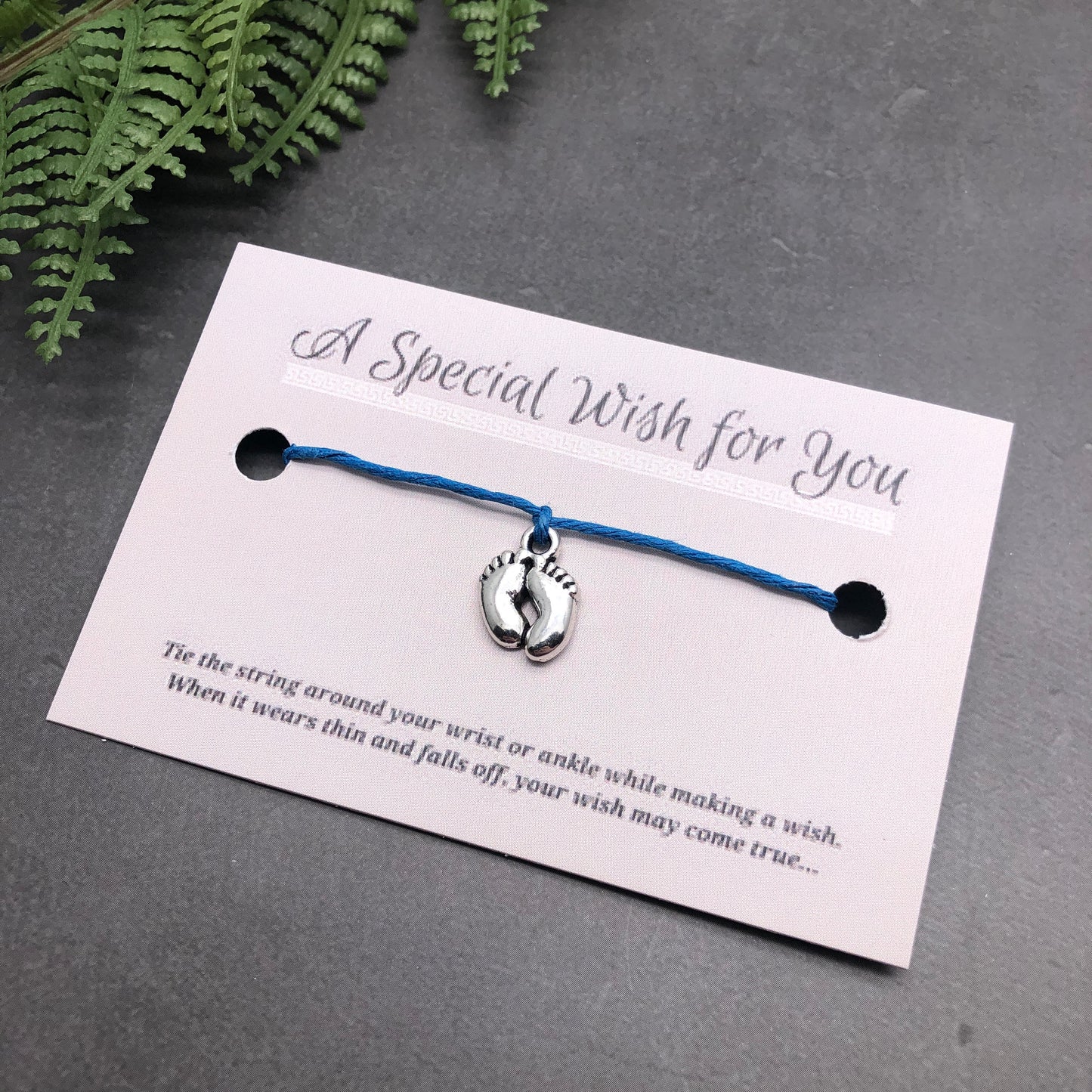 Baby Feet Charm Hemp Wish Bracelet - Colour Choice