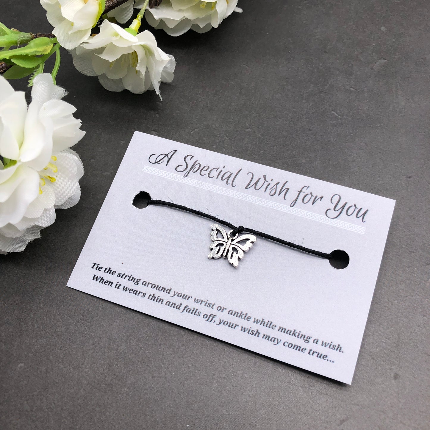 Butterfly Charm Hemp Wish Bracelet - Colour Choice