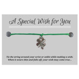 Lucky Clover Charm Hemp Wish Bracelet - Colour Choice