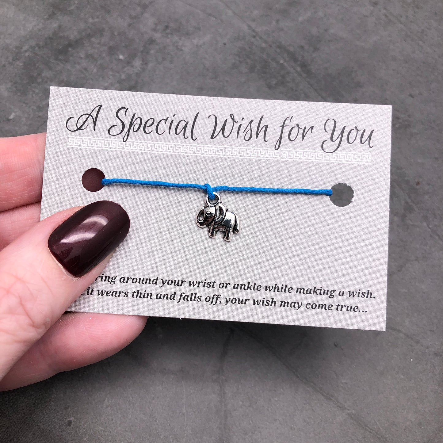 Elephant Charm Hemp Wish Bracelet - Colour Choice