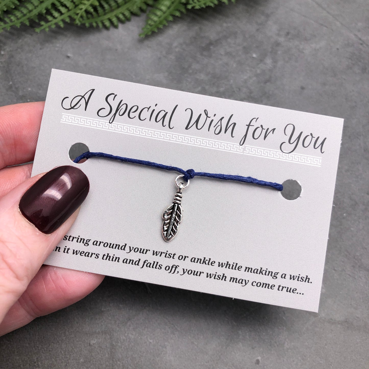 Feather Charm Hemp Wish Bracelet - Colour Choice