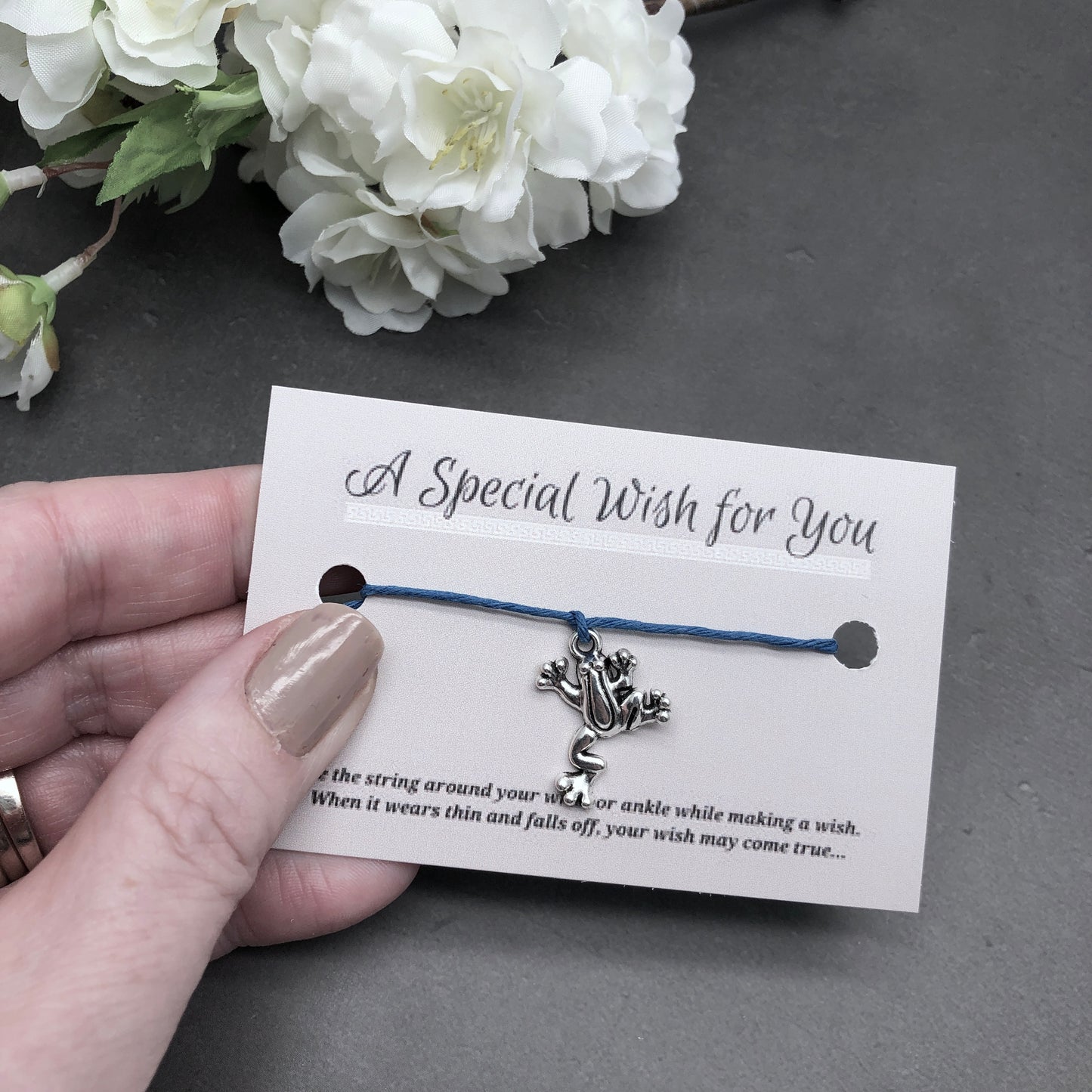 Frog Charm Hemp Wish Bracelet - Colour Choice