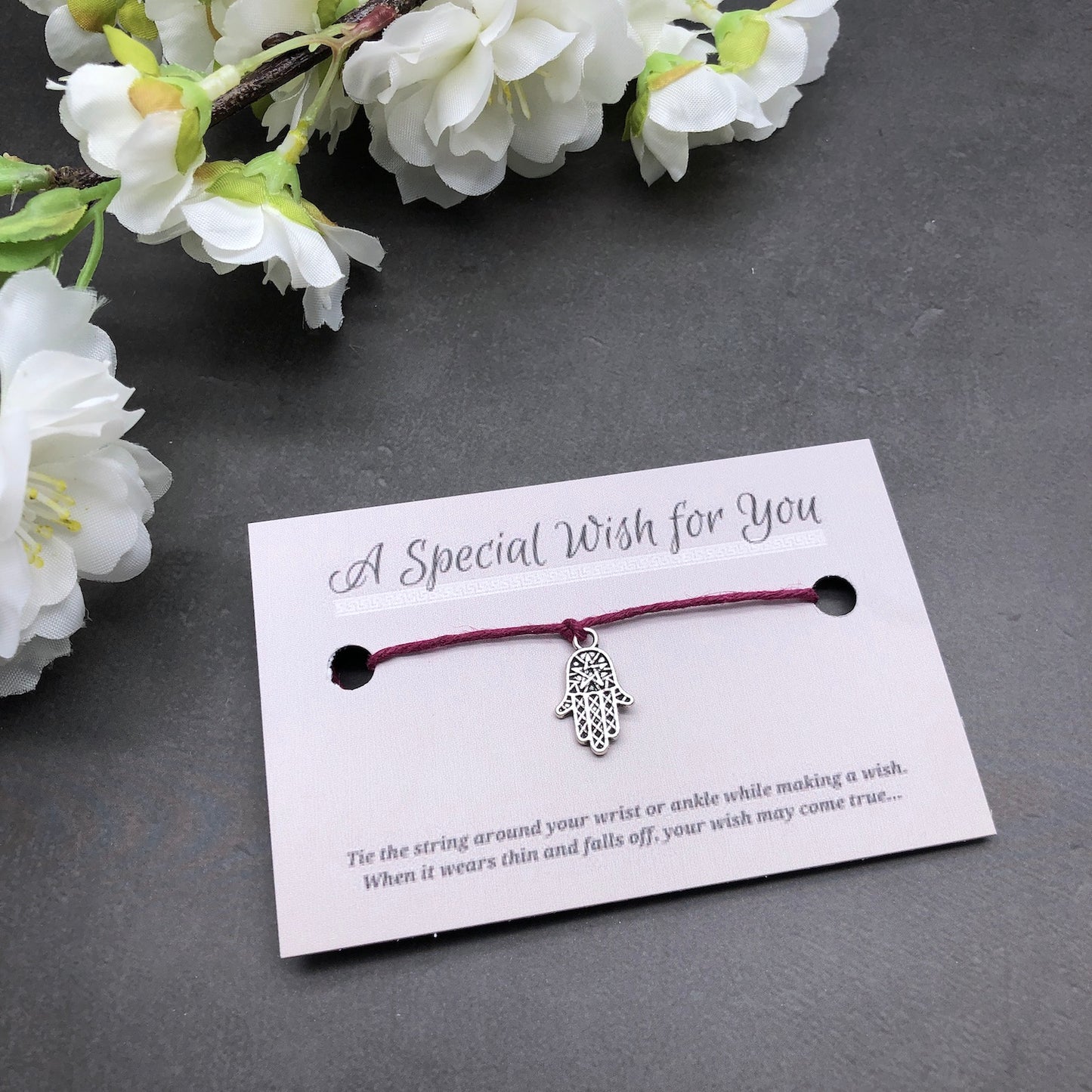 Hamsa Charm Hemp Wish Bracelet - Colour Choice