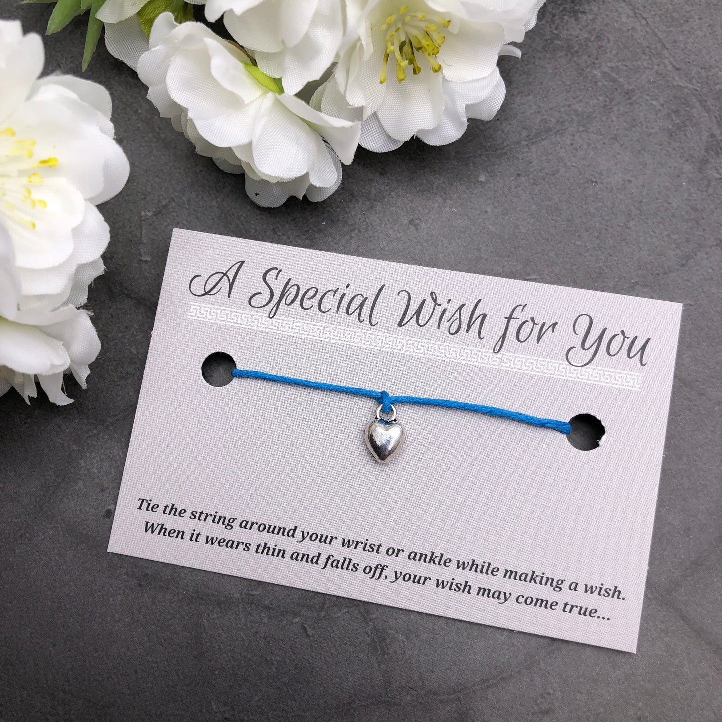 Dangly Heart Charm Hemp Wish Bracelet - Colour Choice