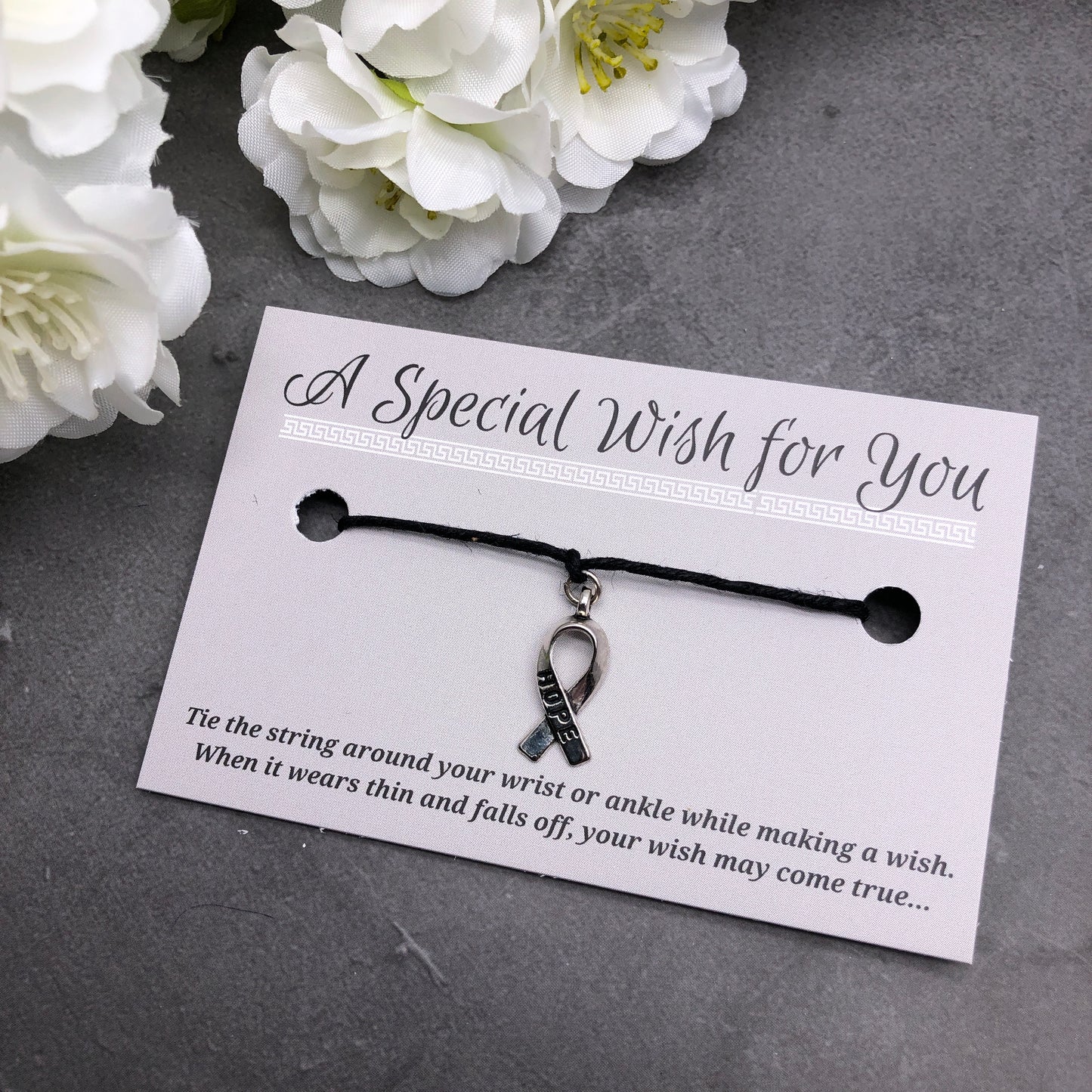 Hope Ribbon Charm Hemp Wish Bracelet - Colour Choice