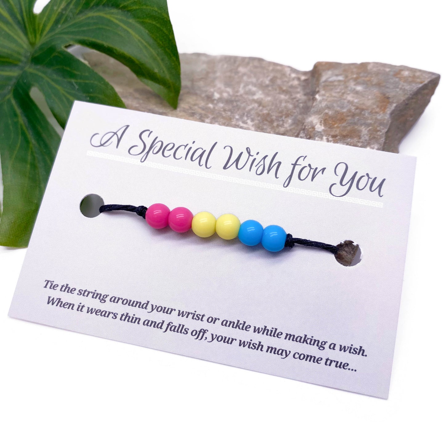 Pansexual Flag Colours Hemp Wish Bracelet - LGBTQIA