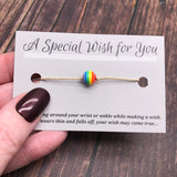 Rainbow Stripe Bead Hemp Wish Bracelet - Colour Choice