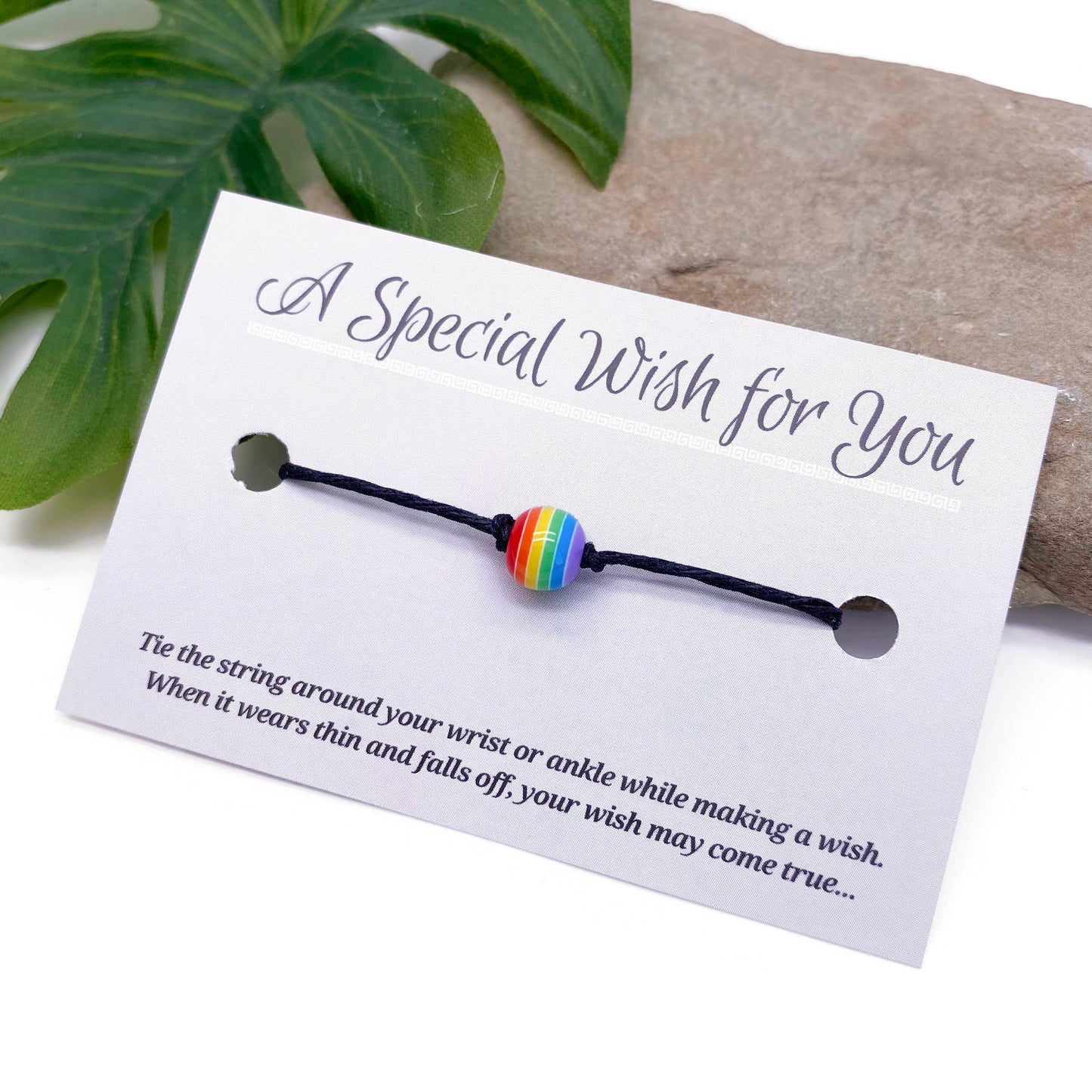 Rainbow Stripe Bead Hemp Wish Bracelet - Colour Choice