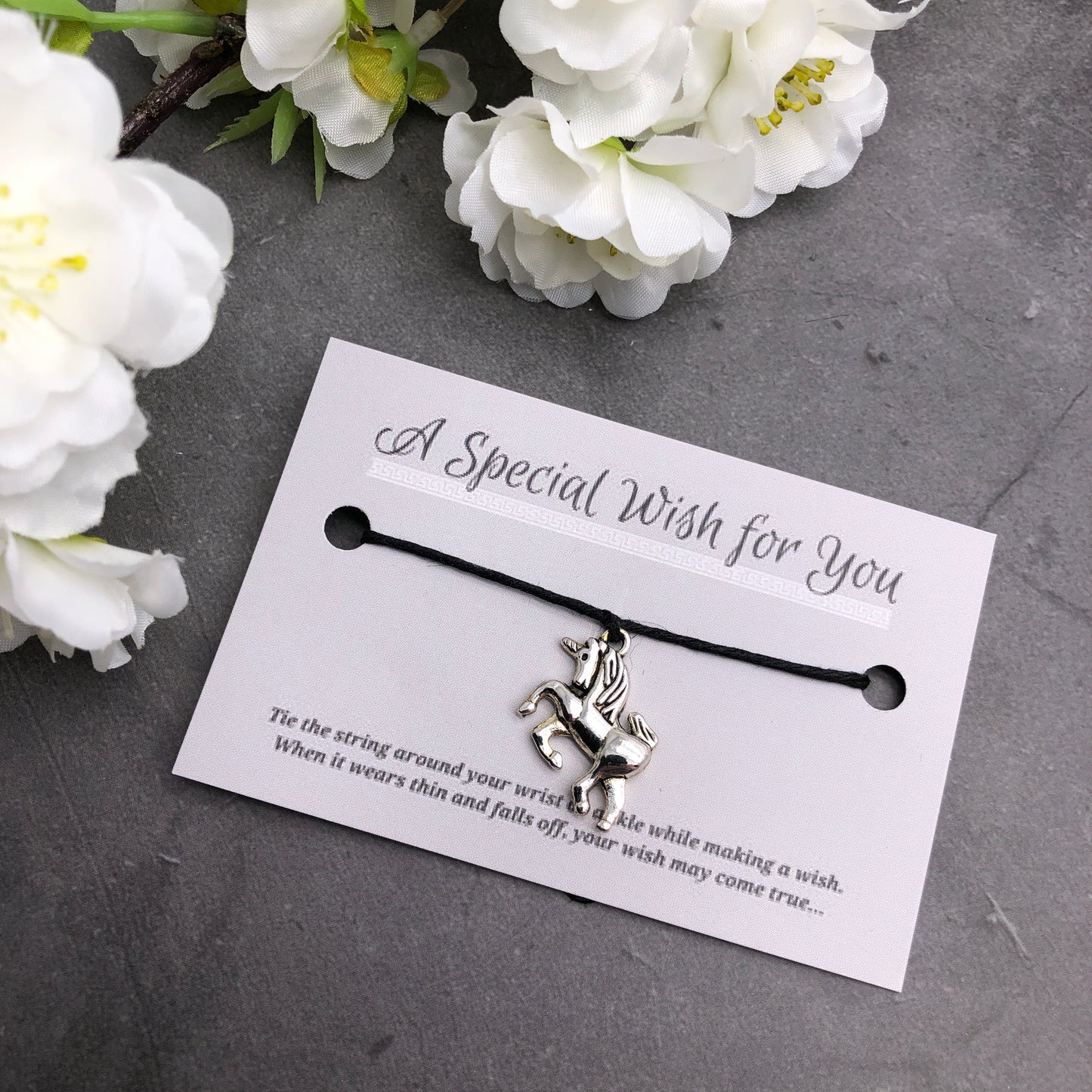 Unicorn Charm Hemp Wish Bracelet - Colour Choice